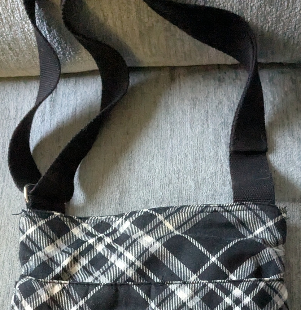 Black and White Plaid Crossbody Bag